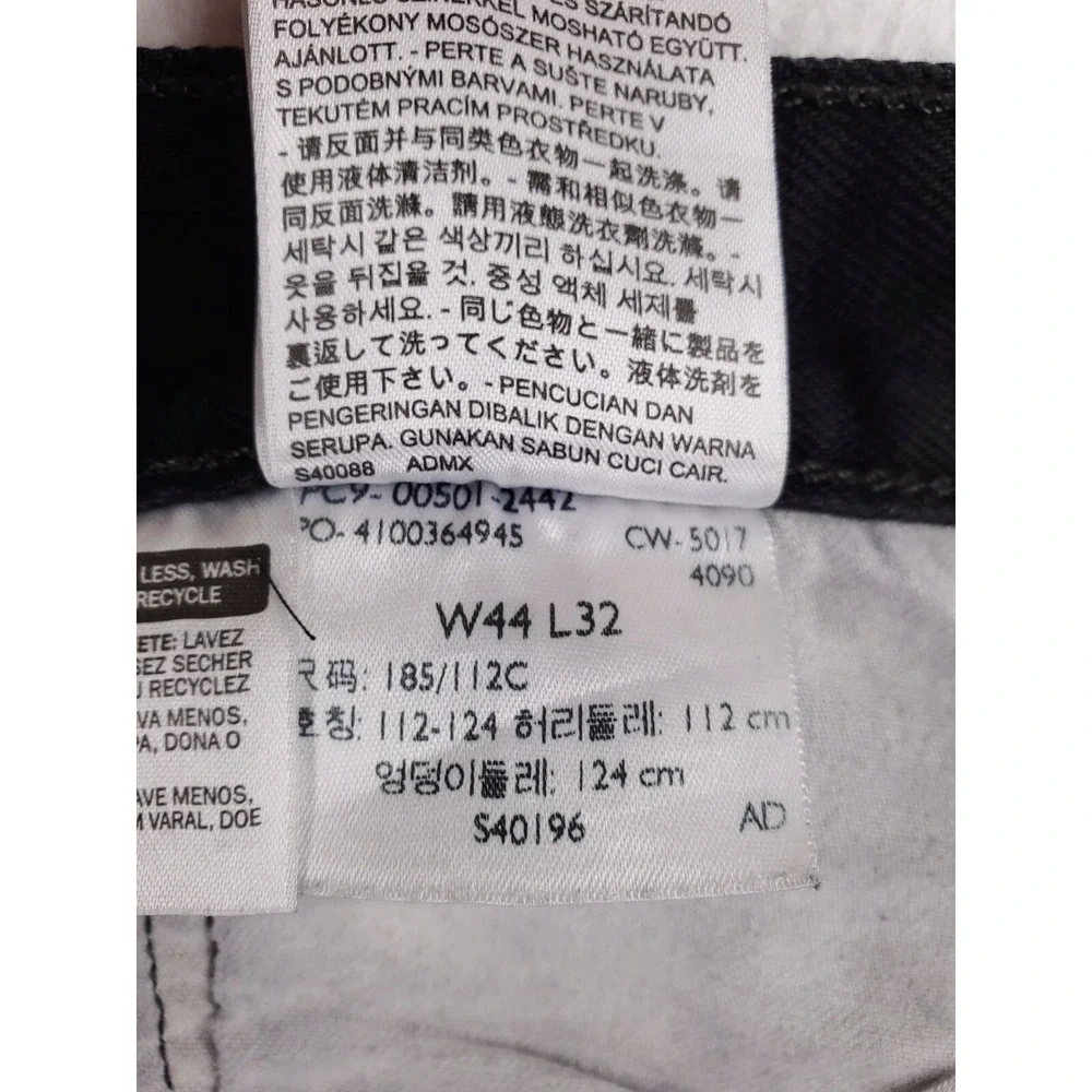 Levis 501 Jeans Mens 44x32 Black Original‎ Straight Button Fly Heavy Denim Pants